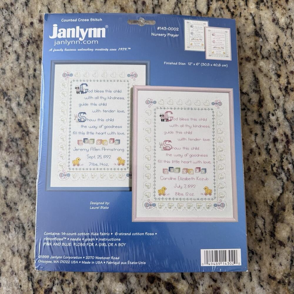 Janlynn Cross Stitch Kit Nursery Prayer 143-0002 1998 Vintage